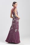 Megha Bansal_Wine Crepe Sequin, Thread, Cut Dana Work Jamuni Gul Kaari Embroidered Gown _at_Aza_Fashions
