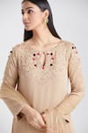 Buy_Megha Bansal_Brown Tulle, Chiffon Floral Pattern Round Adya Embroidered Bodice Kurta Set_Online_at_Aza_Fashions