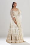 Megha Bansal_Ivory Tulle, Chiffon, Churidar Cotton Silk, Hans Embroidered Anarkali Set _Online_at_Aza_Fashions