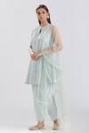 Megha Bansal_Blue Tulle, Silk Chanderi Dori, Sequin And Bead Ida Embroidered Kurta Pant Set _Online_at_Aza_Fashions