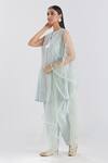Buy_Megha Bansal_Blue Tulle, Silk Chanderi Dori, Sequin And Bead Ida Embroidered Kurta Pant Set _Online_at_Aza_Fashions