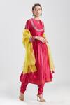 Buy_Megha Bansal_Pink Tulle, Silk Chanderi Gota Work Keyhole Malini Embroidered Anarkali Set _at_Aza_Fashions