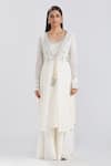 Megha Bansal_Ivory Chiffon, Organza, Chanderi Motia Nyra Embroidered Palazzo Set _Online_at_Aza_Fashions