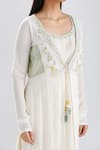 Megha Bansal_Ivory Chiffon, Organza, Chanderi Motia Nyra Embroidered Palazzo Set _at_Aza_Fashions