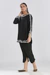 Megha Bansal_Black Chanderi Threads And Alizah Embroidered Short Kurta & Pant Set _Online_at_Aza_Fashions