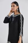Buy_Megha Bansal_Black Chanderi Threads And Alizah Embroidered Short Kurta & Pant Set _Online_at_Aza_Fashions