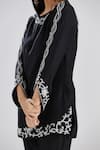 Shop_Megha Bansal_Black Chanderi Threads And Alizah Embroidered Short Kurta & Pant Set _Online_at_Aza_Fashions
