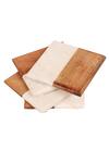Cotton Indya_White Marble Rectangular Wooden And Coasters - Set Of 4_Online_at_Aza_Fashions
