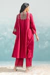 Buy_Ikai by Ragini Ahuja_Pink Cotton Silk Chanderi Applique Round Nile Tribal Circular Kurta  _Online_at_Aza_Fashions