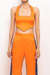 Buy_Neora By Nehal Chopra_Blue Bemberg Modal Silk Halter Neck Bustier And Pant Set  _Online_at_Aza_Fashions