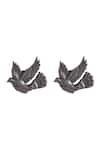 Cosa Nostraa_Black Flying Bird Carved Collar Tips_Online_at_Aza_Fashions