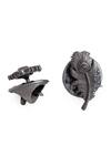 Cosa Nostraa_Black Peacock Grace Brass Collar Tips_at_Aza_Fashions
