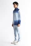 Shop_Kaha_Blue 100% Cotton Slub Plain Araceli Ombre Effect Shirt With Trouser _Online_at_Aza_Fashions