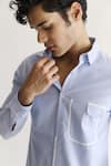 Buy_Kaha_Blue Italian Cotton Plain Brunch Contrast Piping Detail Shirt _Online_at_Aza_Fashions