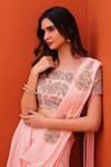 Kesar Studio_Pink Silk Embroidery Thread Work Round Pre-draped Pant Saree With Blouse_Online_at_Aza_Fashions