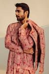 Ankita Lath_Pink Silk Print And Embroidery Abstract Overlap Kurta Set  _Online_at_Aza_Fashions