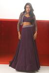 Rishi And Soujit_Purple Georgette And Organza Embroidery Cutwork Jacket & Skirt Set  _Online_at_Aza_Fashions