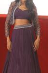 Buy_Rishi And Soujit_Purple Georgette And Organza Embroidery Cutwork Jacket & Skirt Set  _Online_at_Aza_Fashions