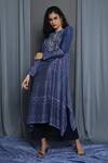 Buy Krishna Mehta Blue Chanderi Block Print Bandhej Round Tunic Online at Aza Fashions Buy_Krishna Mehta_Blue Chanderi Block Print Bandhej Round Tunic _Online_at_Aza_Fashions