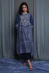 Shop Krishna Mehta Blue Chanderi Block Print Bandhej Round Tunic Online at Aza Fashions Shop_Krishna Mehta_Blue Chanderi Block Print Bandhej Round Tunic _Online_at_Aza_Fashions