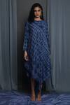Shop_Krishna Mehta_Blue Chanderi Printed Asymmetrical Tunic_Online_at_Aza_Fashions