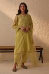 Buy_Chandbari_Green Chanderi Embroidered Dori Round Neck Kurta Salwar Set _Online_at_Aza_Fashions