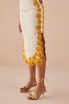 Chandrima_Ivory Chanderi Embroidered Sunflower Applique Quilted Skirt _Online_at_Aza_Fashions