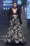 Ritika Mirchandani_Black Net Embroidery Bead Freda Resham Floral Lehenga And Blouse Set  _Online_at_Aza_Fashions