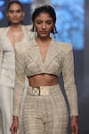 Buy_Ritika Mirchandani_Beige Net Embroidery Bead Notched Tyla Cropped Blazer And Sharara Set  _Online_at_Aza_Fashions