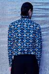 Buy_Line Out Line_Blue Cotton Poplin Print Chevron Geo Full Sleeve Shirt_Online_at_Aza_Fashions
