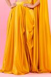 Shop_PIRI INDIA_Yellow Milano Satin Hand Embroidered Glass Cowl Pre-draped Saree Set  _Online_at_Aza_Fashions