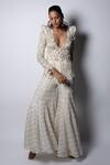 Shop_Ritika Mirchandani_Ivory Net Embroidery Bead V Siriy Abstract Floral Kurta And Sharara Set  _Online_at_Aza_Fashions