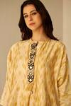 Betrue_Beige Chanderi Silk Tie And Dye Shibori Notched Placket Embroidered Top & Pant Set _Online_at_Aza_Fashions