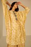 Buy_Betrue_Beige Chanderi Silk Tie And Dye Shibori Notched Placket Embroidered Top & Pant Set _Online_at_Aza_Fashions