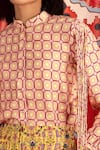 Betrue_Pink Handloom Cotton Fringe Bandeau Neck Geometric Pattern Shirt _Online_at_Aza_Fashions