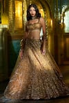 Seema Gujral Gold Net Floral Notched Sequin Work Scallop Pattern Bridal Lehenga Set Online at Aza Fashions Seema Gujral_Gold Net Floral Notched Sequin Work Scallop Pattern Bridal Lehenga Set_Online_at_Aza_Fashions