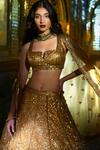 Buy Seema Gujral Gold Net Floral Notched Sequin Work Scallop Pattern Bridal Lehenga Set Online at Aza Fashions Buy_Seema Gujral_Gold Net Floral Notched Sequin Work Scallop Pattern Bridal Lehenga Set_Online_at_Aza_Fashions