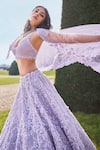 Buy_Seema Gujral_Purple Net Embroidery Sequin U Neck Floral Lehenga Set For Women_Online