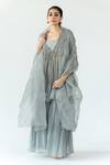 Buy_Nirjara_Grey Organza, Silk Zari, Embroidery Gauhar Odhani _Online_at_Aza_Fashions