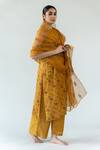 Nirjara_Yellow Organza Silk Embroidered Glass Beads Nikhat Odhani  _Online_at_Aza_Fashions