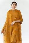 Shop_Nirjara_Yellow Organza Silk Embroidered Glass Beads Nikhat Odhani  _Online_at_Aza_Fashions