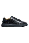 Dmodot_Black Upper Material Croco Leather Sneakers_Online_at_Aza_Fashions