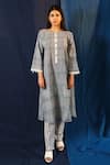 Banana Labs_White Cotton Printed Striped Round Grade Flab Kurta Pant Set _Online_at_Aza_Fashions