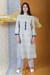 Shop_Banana Labs_Yellow Cotton Printed Striped Round Flabber Kurta Pant Set _Online_at_Aza_Fashions