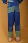BANANA labs_Blue Cotton Printed Striped Round Flabber Twister Kurta And Pant Set _Online_at_Aza_Fashions