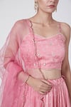 Buy_Ruchira Nangalia_Pink Modal Blend Printed Bandhani Sweetheart Neck Blouse Lehenga Set  _Online_at_Aza_Fashions