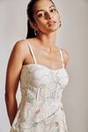 Pocket Stories_Off White Crepe Sweetheart Neck Abstract Print Short Corset Dress _Online_at_Aza_Fashions