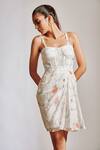 Pocket Stories_Off White Crepe Sweetheart Neck Abstract Print Short Corset Dress _at_Aza_Fashions