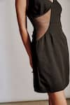 Buy_Pocket Stories_Black Honeycomb Solid V Neck Sleeveless Dress  _Online_at_Aza_Fashions