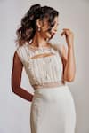 Pocket Stories_Off White Microsuit Embroidery Cutdana And Sequin Round Fitted Gown  _at_Aza_Fashions